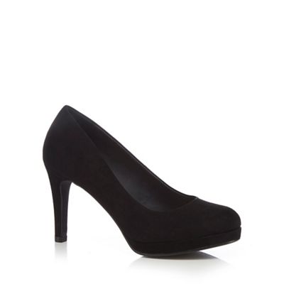 The Collection Black high wide fit court shoes